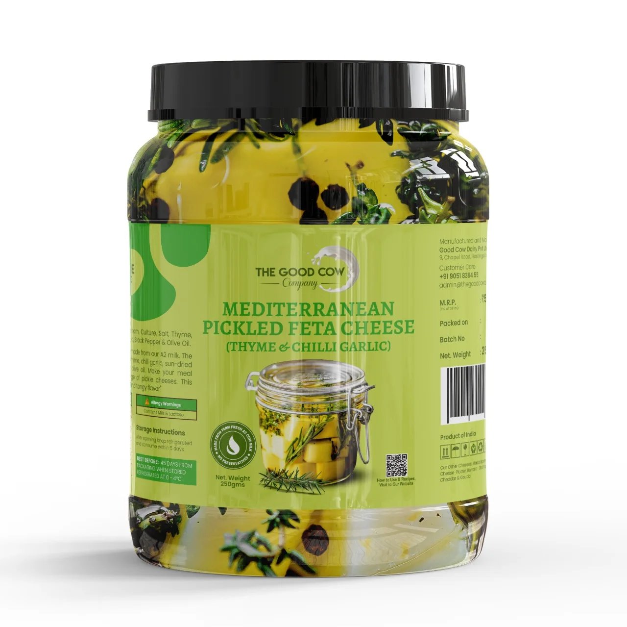 MEDITERRANEAN PICKLED FETA CHEESE ( thyme & chilly garlic) 250 G